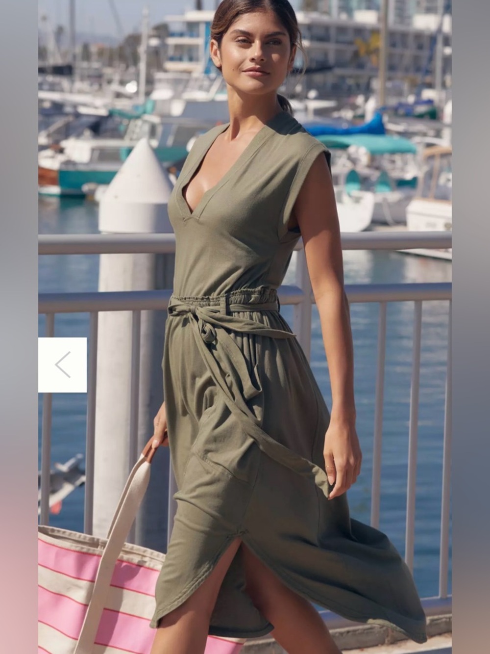 Daily Practice by Anthropologie
Short-Sleeve Olive Green Midi Dress SZ S